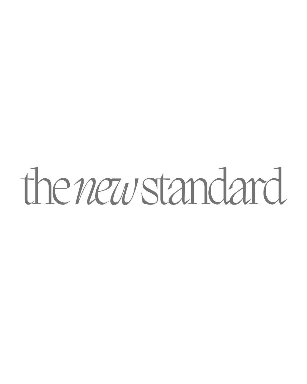 Text 'the new standard' in a stylized font on a white background